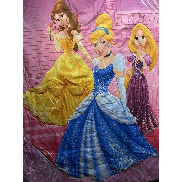 Disney Vintage Cinderella Princesses Reversible Comforter Blanket Throw 56x41 - Picture 4 of 6